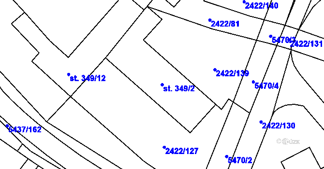 Parcela st. 349/2 v KÚ Polešovice, Katastrální mapa