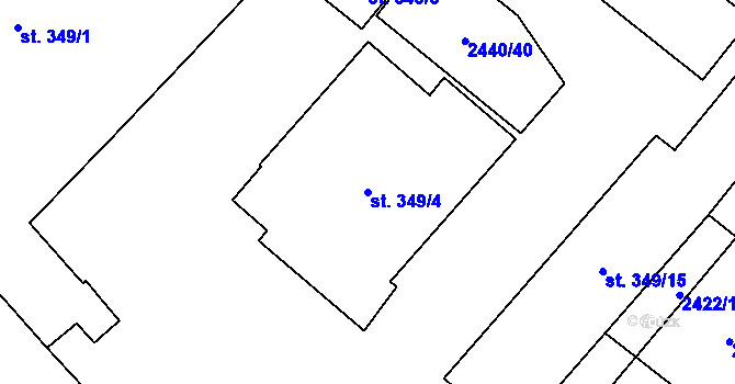 Parcela st. 349/4 v KÚ Polešovice, Katastrální mapa
