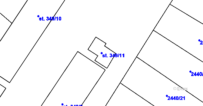 Parcela st. 349/11 v KÚ Polešovice, Katastrální mapa