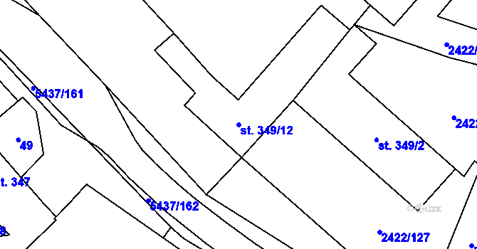 Parcela st. 349/12 v KÚ Polešovice, Katastrální mapa