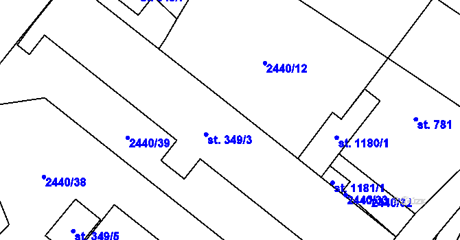 Parcela st. 349/13 v KÚ Polešovice, Katastrální mapa
