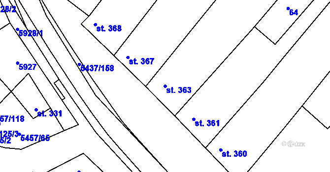 Parcela st. 363 v KÚ Polešovice, Katastrální mapa