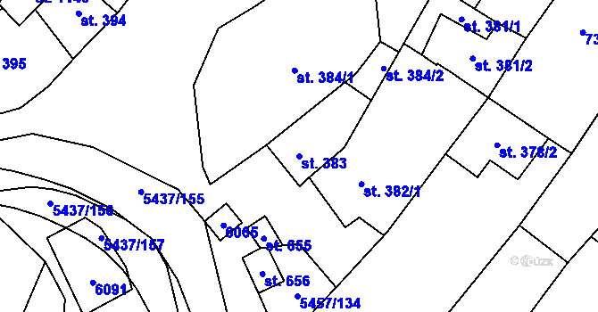 Parcela st. 383 v KÚ Polešovice, Katastrální mapa