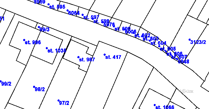 Parcela st. 417 v KÚ Polešovice, Katastrální mapa