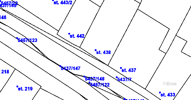 Parcela st. 438 v KÚ Polešovice, Katastrální mapa