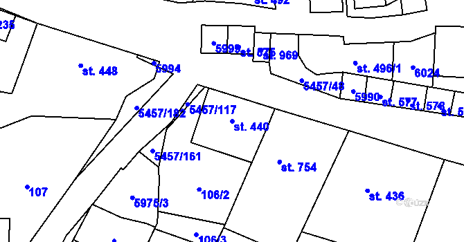 Parcela st. 440 v KÚ Polešovice, Katastrální mapa