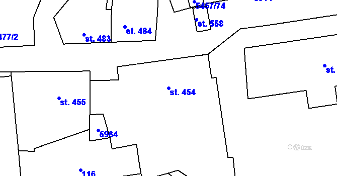 Parcela st. 454 v KÚ Polešovice, Katastrální mapa