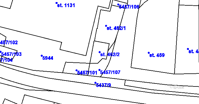 Parcela st. 462/2 v KÚ Polešovice, Katastrální mapa