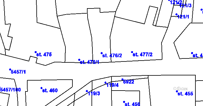 Parcela st. 476/2 v KÚ Polešovice, Katastrální mapa