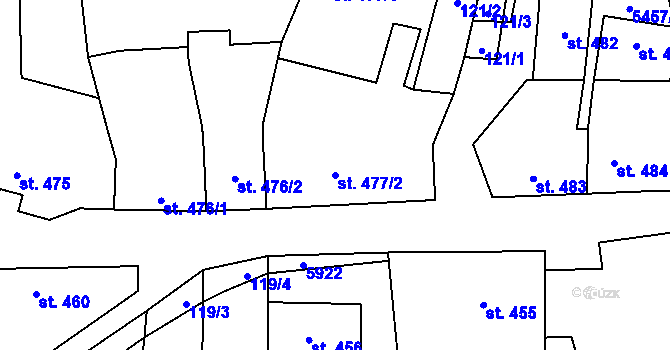 Parcela st. 477/2 v KÚ Polešovice, Katastrální mapa