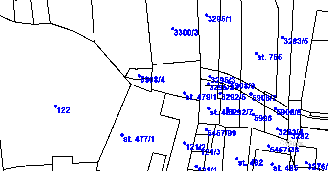Parcela st. 479/2 v KÚ Polešovice, Katastrální mapa