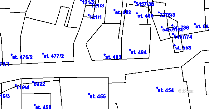 Parcela st. 483 v KÚ Polešovice, Katastrální mapa