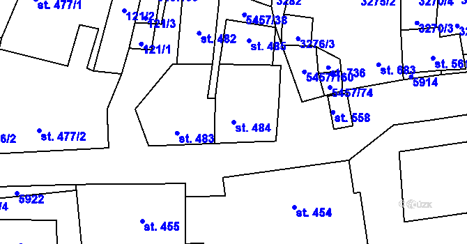 Parcela st. 484 v KÚ Polešovice, Katastrální mapa