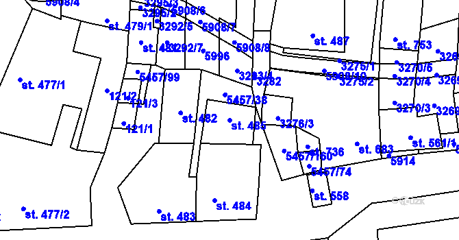 Parcela st. 485 v KÚ Polešovice, Katastrální mapa