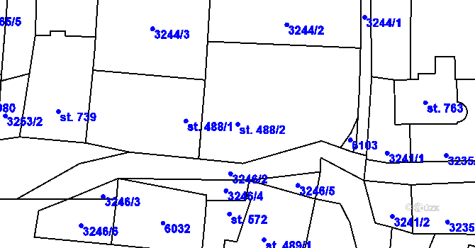 Parcela st. 488/2 v KÚ Polešovice, Katastrální mapa