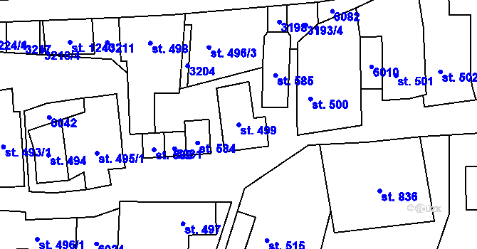 Parcela st. 499 v KÚ Polešovice, Katastrální mapa