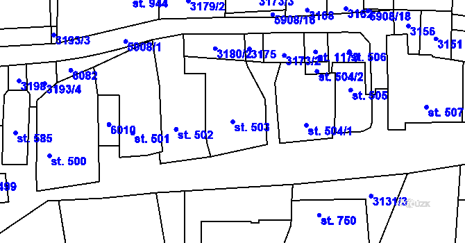 Parcela st. 503 v KÚ Polešovice, Katastrální mapa