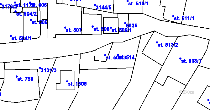 Parcela st. 509/3 v KÚ Polešovice, Katastrální mapa