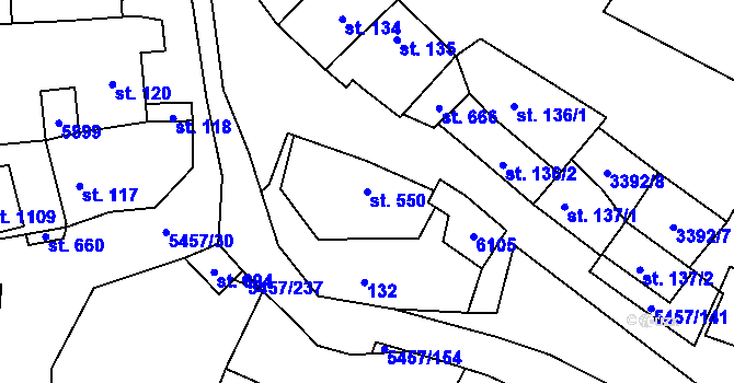 Parcela st. 550 v KÚ Polešovice, Katastrální mapa