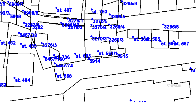 Parcela st. 561/1 v KÚ Polešovice, Katastrální mapa