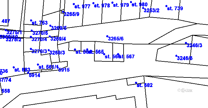 Parcela st. 566 v KÚ Polešovice, Katastrální mapa