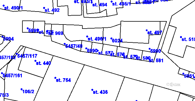 Parcela st. 577 v KÚ Polešovice, Katastrální mapa
