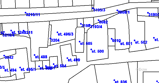 Parcela st. 585 v KÚ Polešovice, Katastrální mapa
