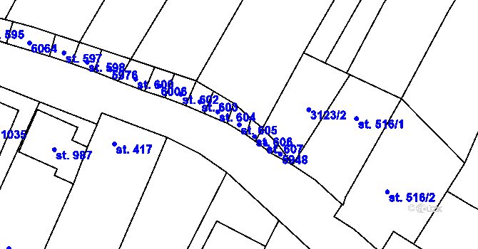 Parcela st. 605 v KÚ Polešovice, Katastrální mapa