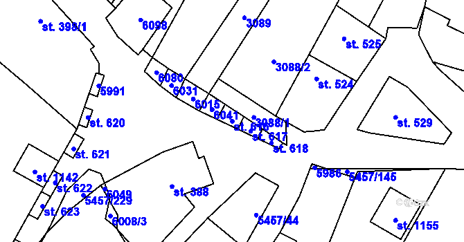 Parcela st. 616 v KÚ Polešovice, Katastrální mapa