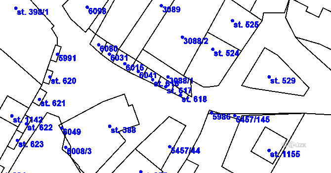 Parcela st. 617 v KÚ Polešovice, Katastrální mapa