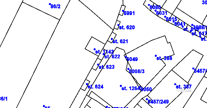 Parcela st. 622 v KÚ Polešovice, Katastrální mapa