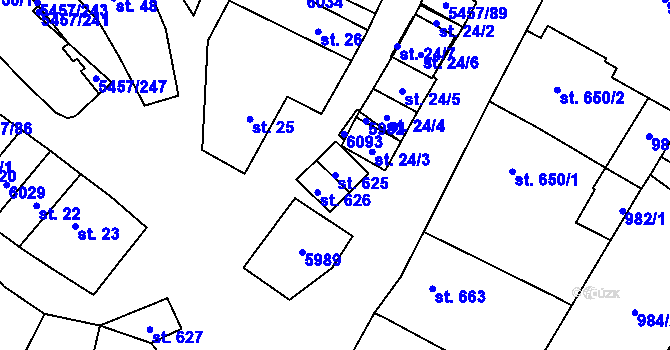 Parcela st. 625 v KÚ Polešovice, Katastrální mapa