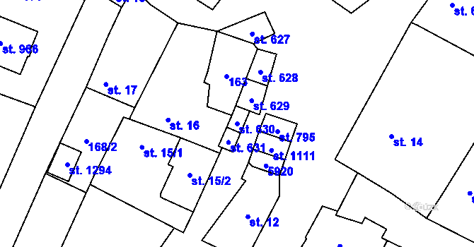 Parcela st. 630 v KÚ Polešovice, Katastrální mapa