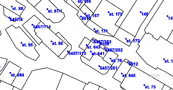Parcela st. 642 v KÚ Polešovice, Katastrální mapa