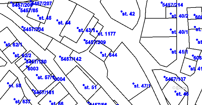 Parcela st. 644 v KÚ Polešovice, Katastrální mapa