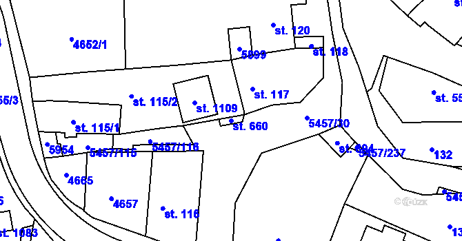 Parcela st. 660 v KÚ Polešovice, Katastrální mapa