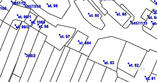 Parcela st. 684 v KÚ Polešovice, Katastrální mapa