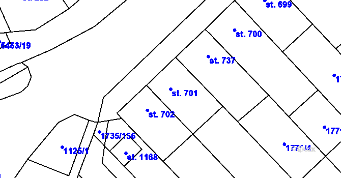 Parcela st. 701 v KÚ Polešovice, Katastrální mapa