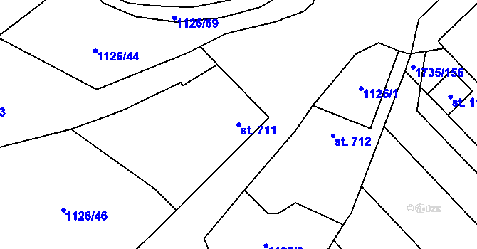 Parcela st. 711 v KÚ Polešovice, Katastrální mapa