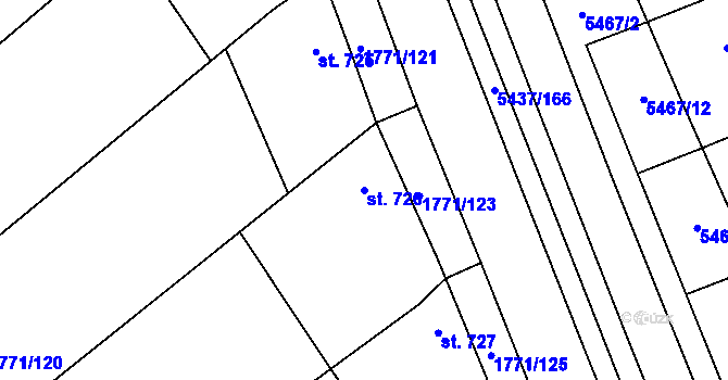 Parcela st. 726 v KÚ Polešovice, Katastrální mapa