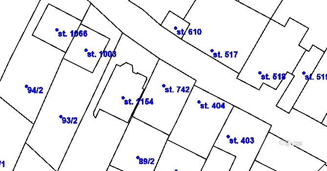 Parcela st. 742 v KÚ Polešovice, Katastrální mapa