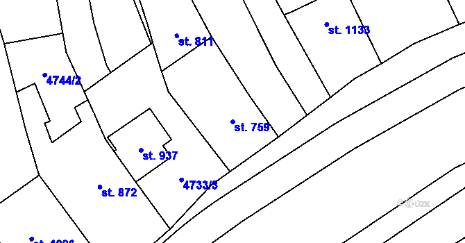 Parcela st. 759 v KÚ Polešovice, Katastrální mapa