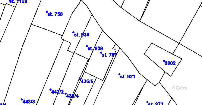 Parcela st. 767 v KÚ Polešovice, Katastrální mapa