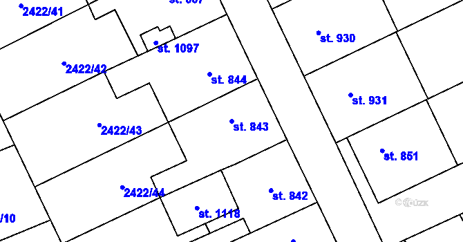 Parcela st. 843 v KÚ Polešovice, Katastrální mapa