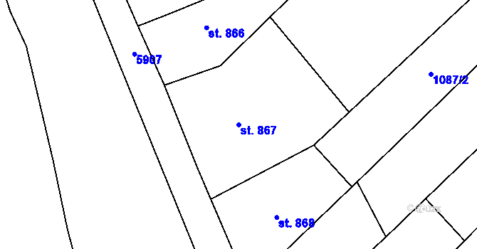 Parcela st. 867 v KÚ Polešovice, Katastrální mapa