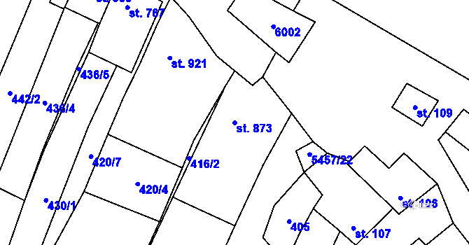 Parcela st. 873 v KÚ Polešovice, Katastrální mapa
