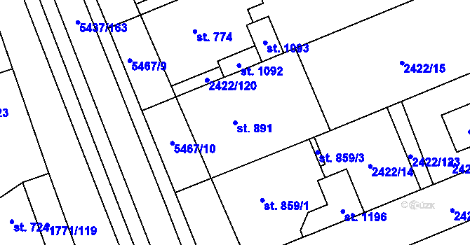 Parcela st. 891 v KÚ Polešovice, Katastrální mapa