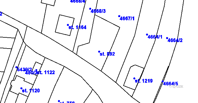 Parcela st. 892 v KÚ Polešovice, Katastrální mapa