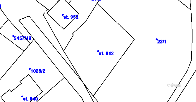 Parcela st. 912 v KÚ Polešovice, Katastrální mapa