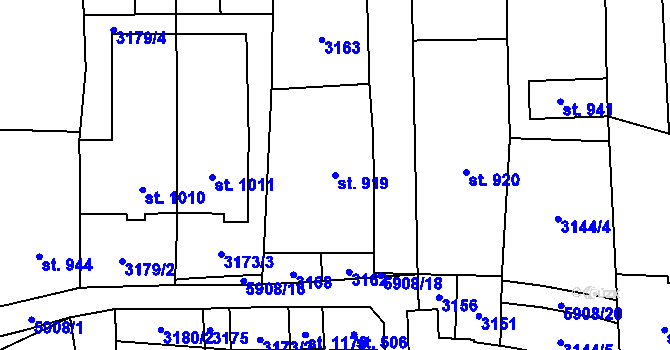 Parcela st. 919 v KÚ Polešovice, Katastrální mapa